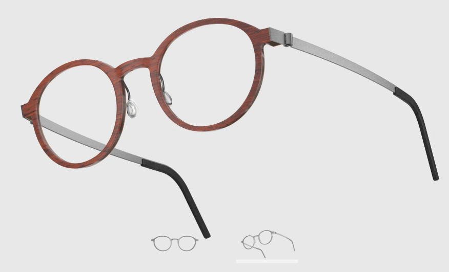 Lindberg Wood and Buffalo Titanium Round Eyeglasses