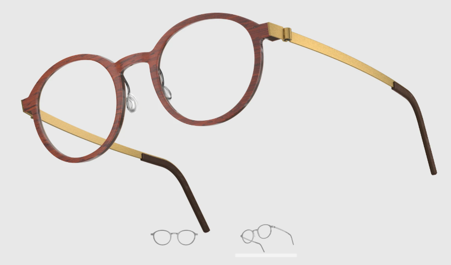 Lindberg Wood and Buffalo Titanium Round Eyeglasses