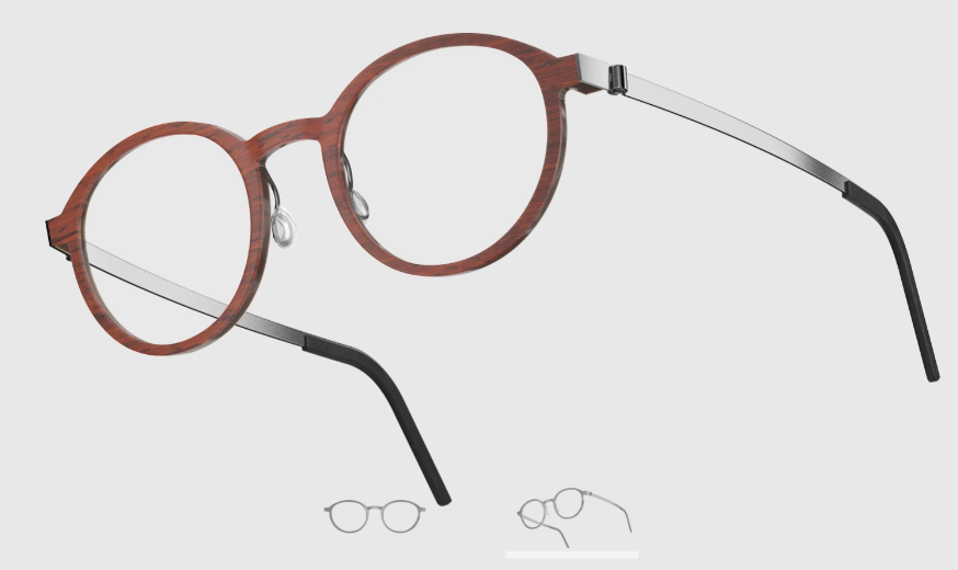 Lindberg Wood and Buffalo Titanium Round Eyeglasses