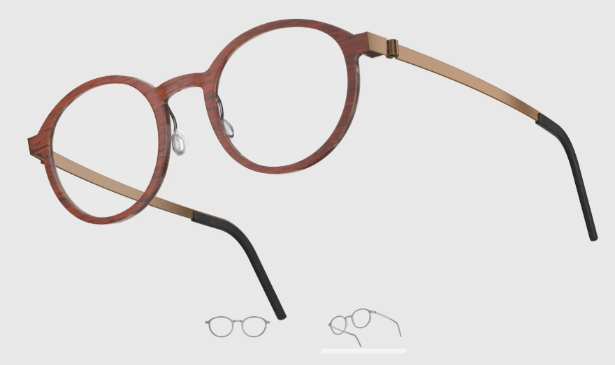 Lindberg Wood and Buffalo Titanium Round Eyeglasses