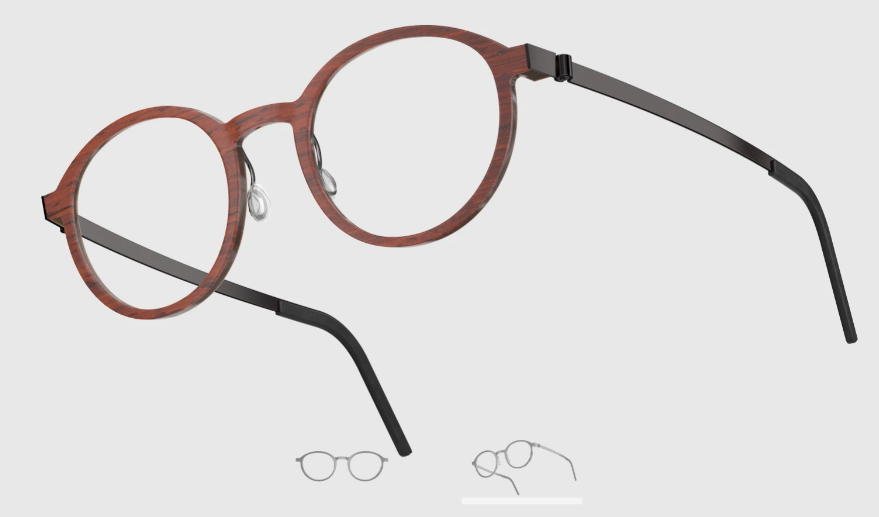 Lindberg Wood and Buffalo Titanium Round Eyeglasses