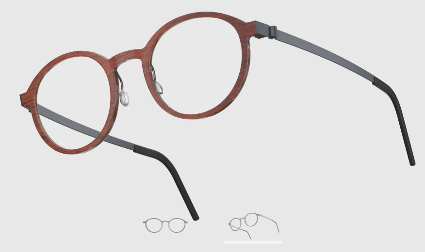 Lindberg Wood and Buffalo Titanium Round Eyeglasses