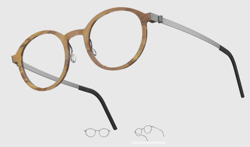 Lindberg Wood and Buffalo Titanium Round Eyeglasses