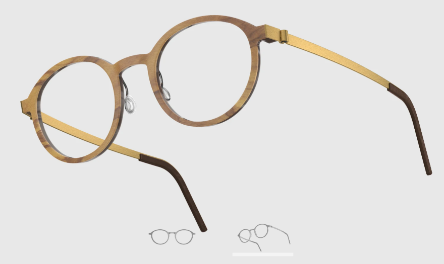 Lindberg Wood and Buffalo Titanium Round Eyeglasses