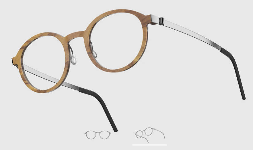 Lindberg Wood and Buffalo Titanium Round Eyeglasses