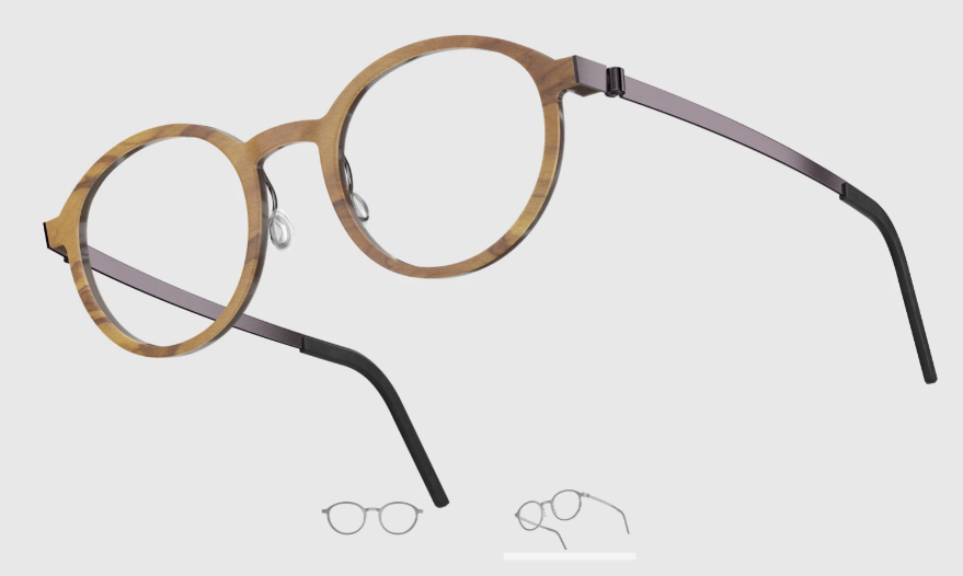 Lindberg Wood and Buffalo Titanium Round Eyeglasses