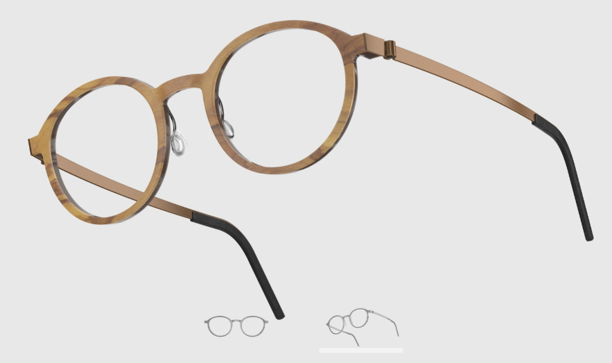 Lindberg Wood and Buffalo Titanium Round Eyeglasses