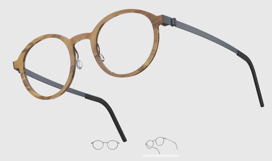 Lindberg Wood and Buffalo Titanium Round Eyeglasses