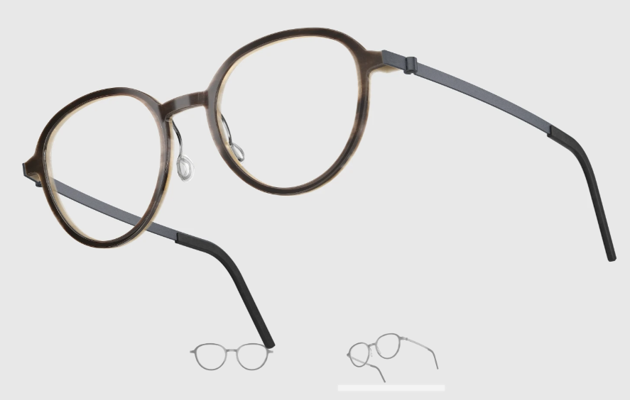 Lindberg Wood and Buffalo Titanium Round Eyeglasses