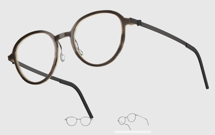 Lindberg Wood and Buffalo Titanium Round Eyeglasses