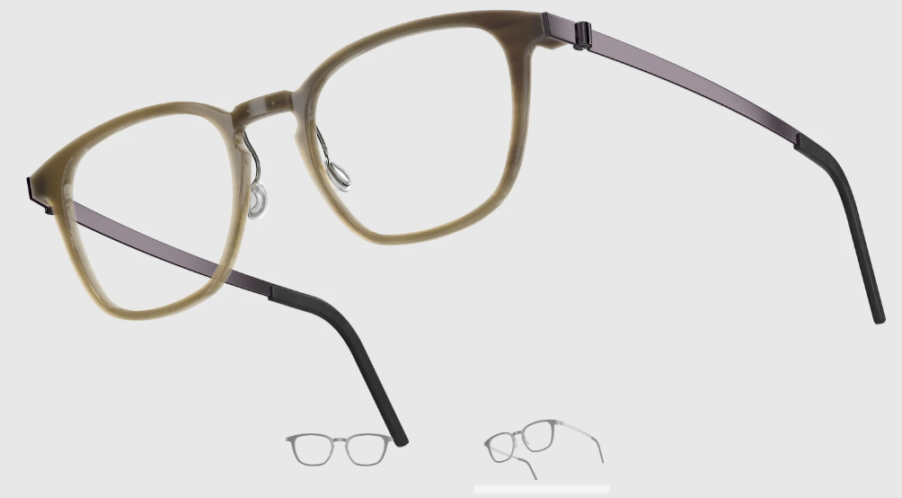 Lindberg Wood and Buffalo Titanium Square Eyeglasses