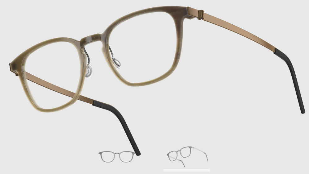 Lindberg Wood and Buffalo Titanium Square Eyeglasses