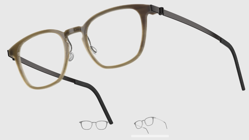 Lindberg Wood and Buffalo Titanium Square Eyeglasses