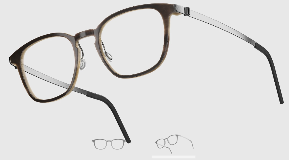 Lindberg Wood and Buffalo Titanium Square Eyeglasses