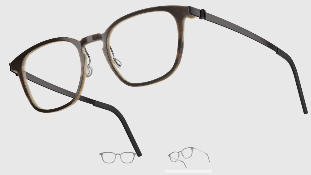 Lindberg Wood and Buffalo Titanium Square Eyeglasses