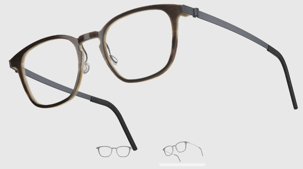 Lindberg Wood and Buffalo Titanium Square Eyeglasses