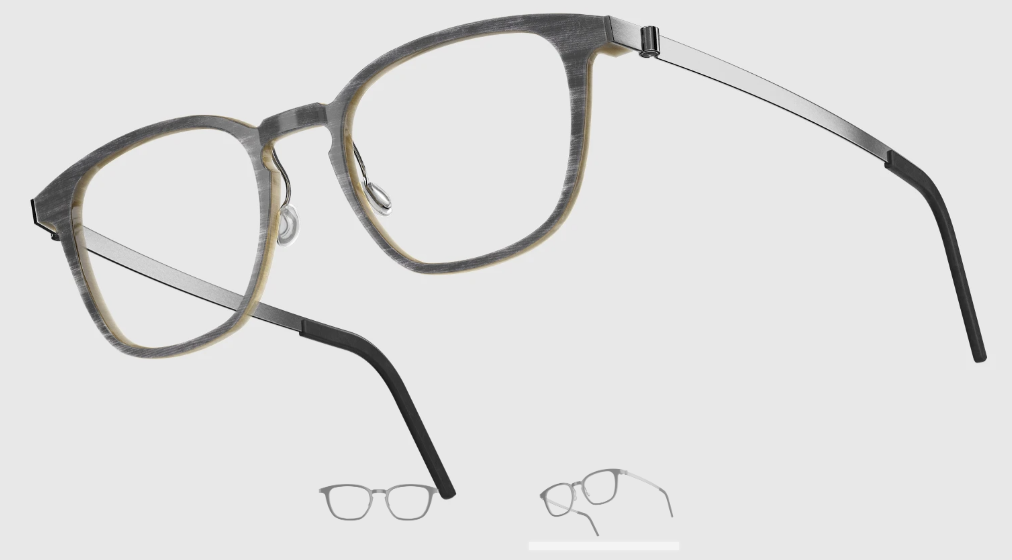 Lindberg Wood and Buffalo Titanium Square Eyeglasses