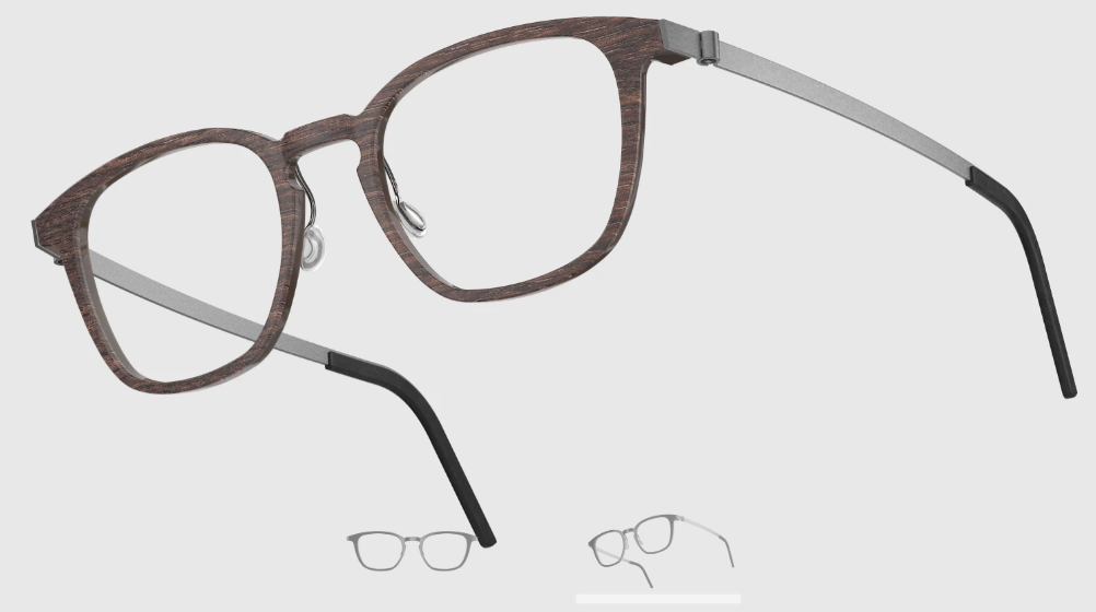 Lindberg Wood and Buffalo Titanium Square Eyeglasses