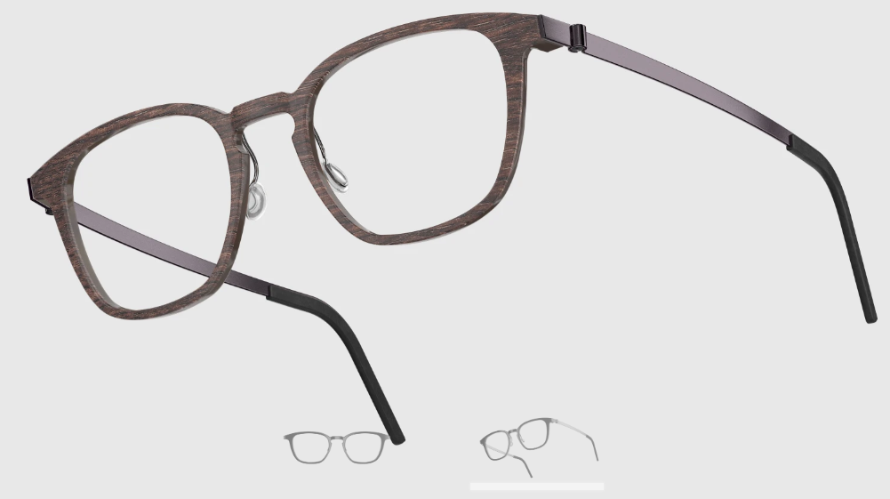 Lindberg Wood and Buffalo Titanium Square Eyeglasses