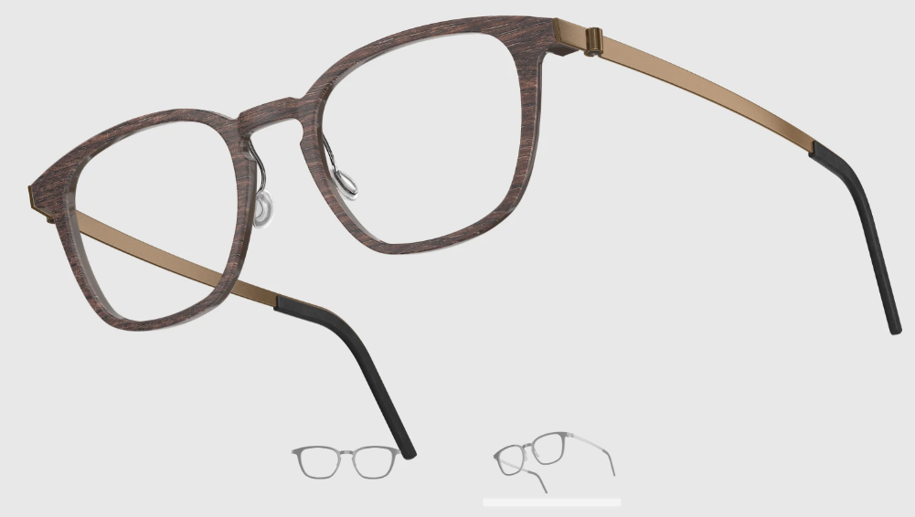 Lindberg Wood and Buffalo Titanium Square Eyeglasses