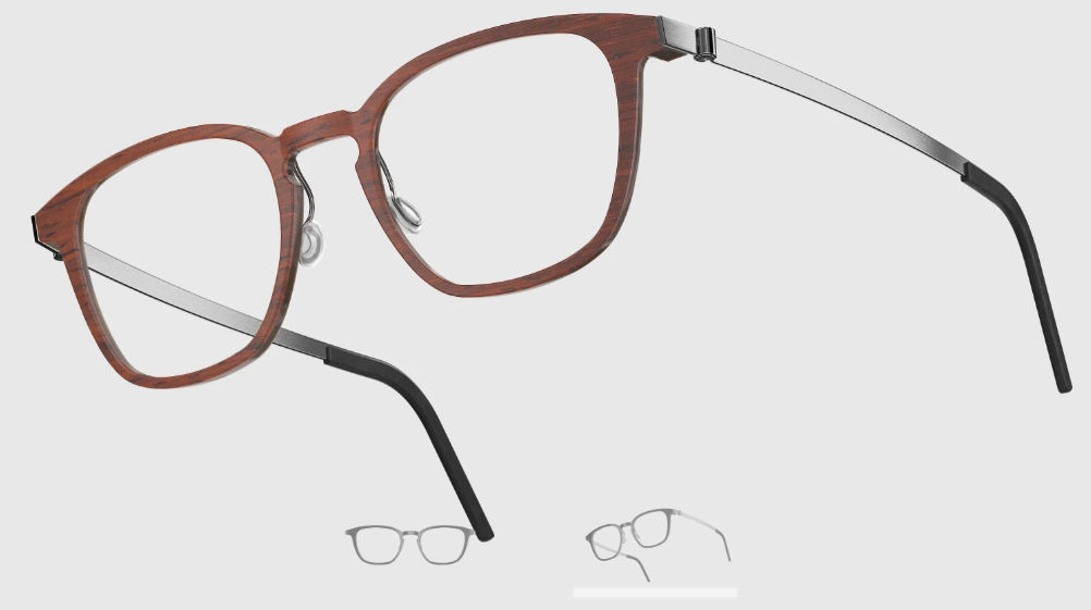 Lindberg Wood and Buffalo Titanium Square Eyeglasses