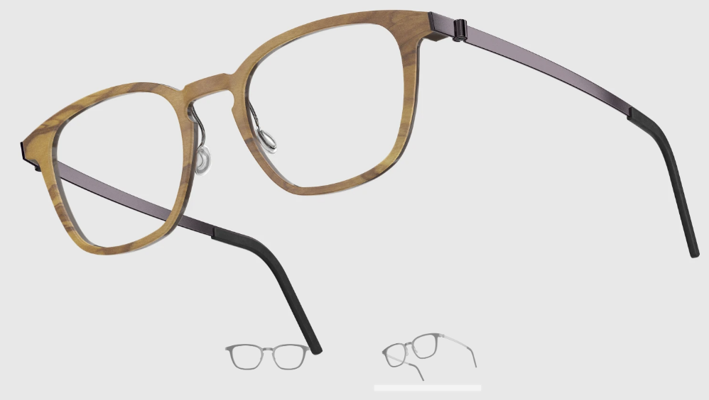 Lindberg Wood and Buffalo Titanium Square Eyeglasses