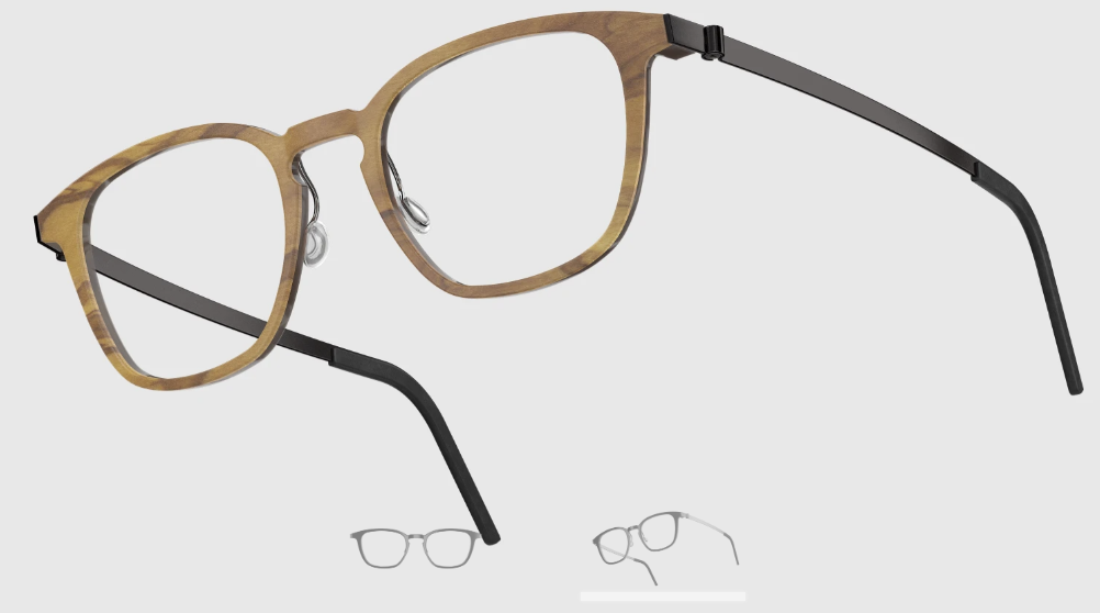 Lindberg Wood and Buffalo Titanium Square Eyeglasses