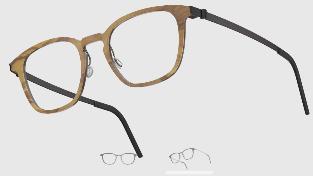 Lindberg Wood and Buffalo Titanium Square Eyeglasses