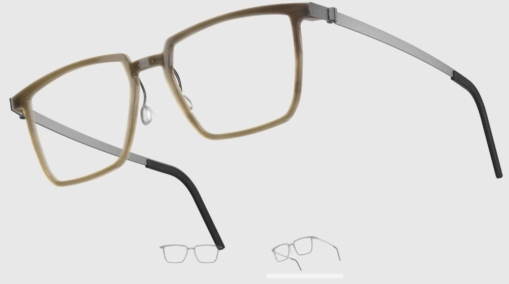 Lindberg Wood and Buffalo Titanium Rectangular Eyeglasses