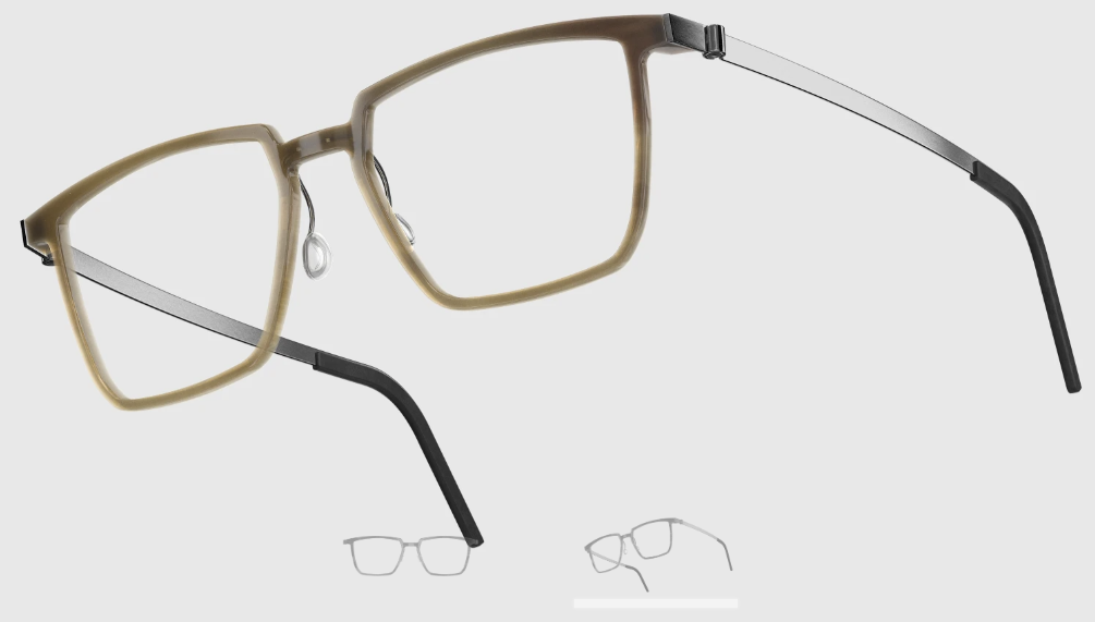 Lindberg Wood and Buffalo Titanium Rectangular Eyeglasses