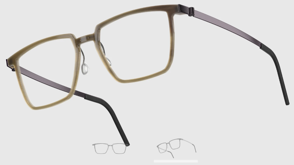 Lindberg Wood and Buffalo Titanium Rectangular Eyeglasses