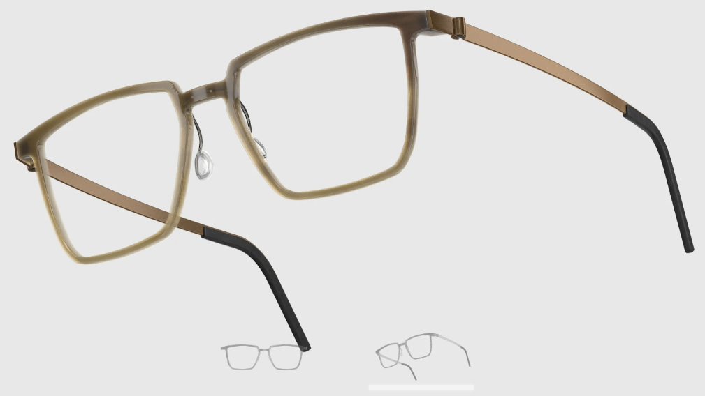 Lindberg Wood and Buffalo Titanium Rectangular Eyeglasses