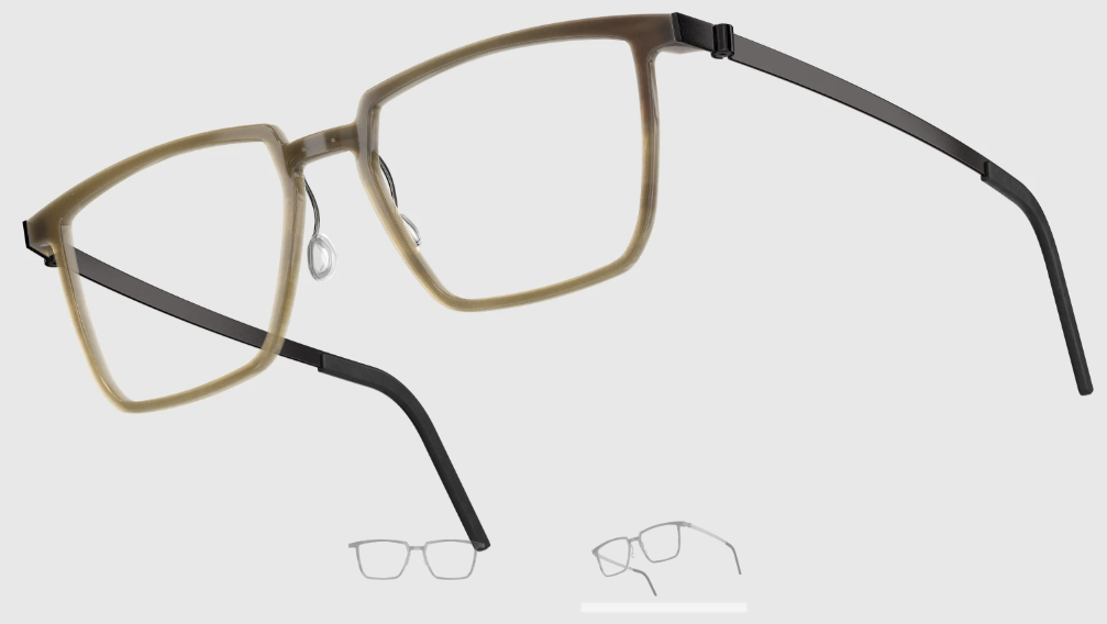 Lindberg Wood and Buffalo Titanium Rectangular Eyeglasses