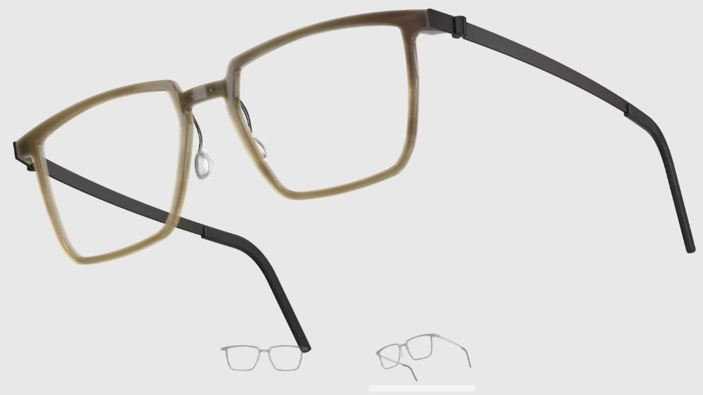 Lindberg Wood and Buffalo Titanium Rectangular Eyeglasses