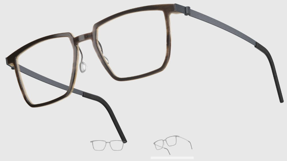 Lindberg Wood and Buffalo Titanium Rectangular Eyeglasses