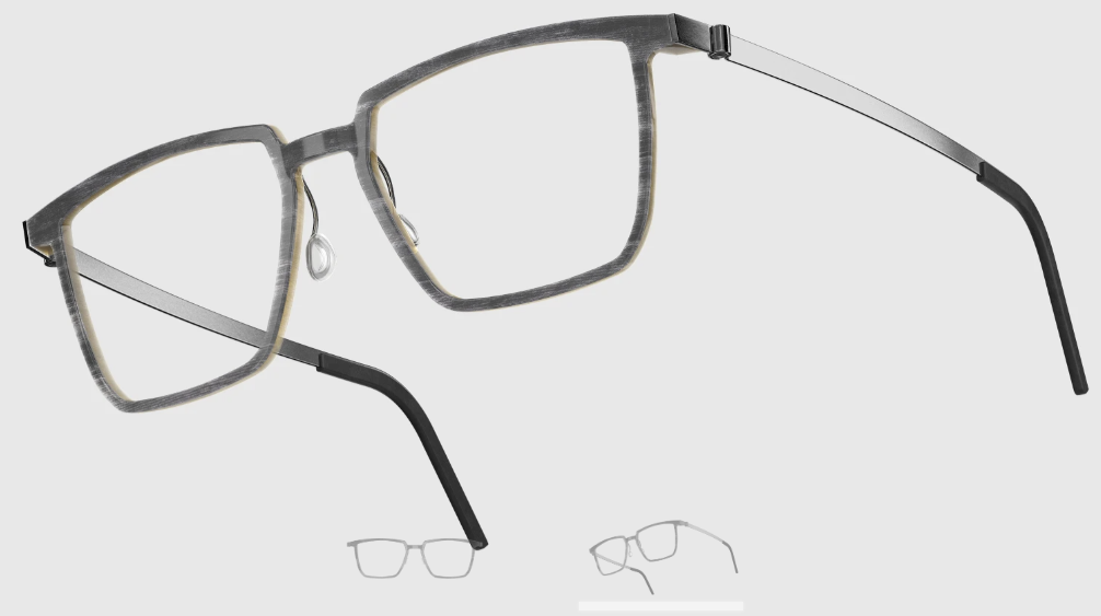 Lindberg Wood and Buffalo Titanium Rectangular Eyeglasses