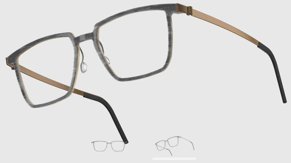 Lindberg Wood and Buffalo Titanium Rectangular Eyeglasses