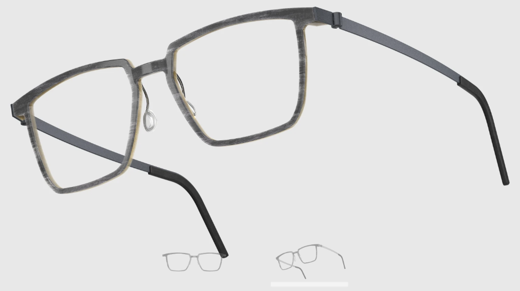 Lindberg Wood and Buffalo Titanium Rectangular Eyeglasses