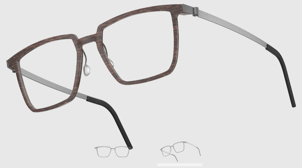 Lindberg Wood and Buffalo Titanium Rectangular Eyeglasses