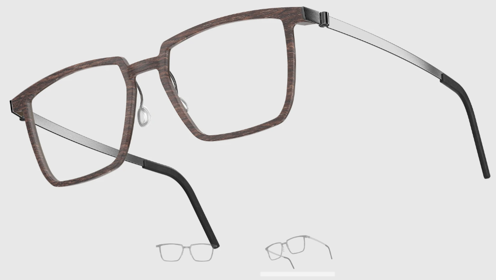 Lindberg Wood and Buffalo Titanium Rectangular Eyeglasses