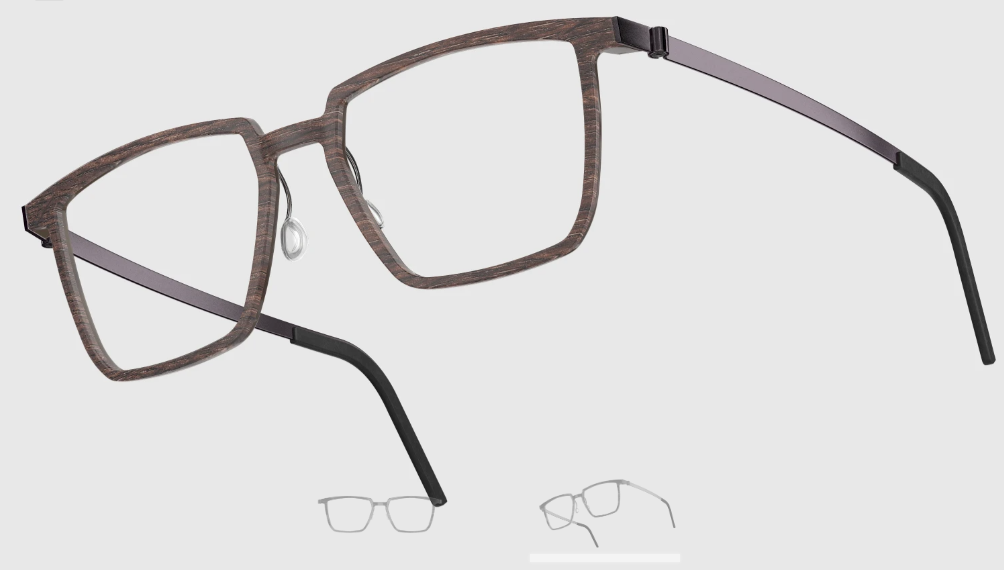 Lindberg Wood and Buffalo Titanium Rectangular Eyeglasses