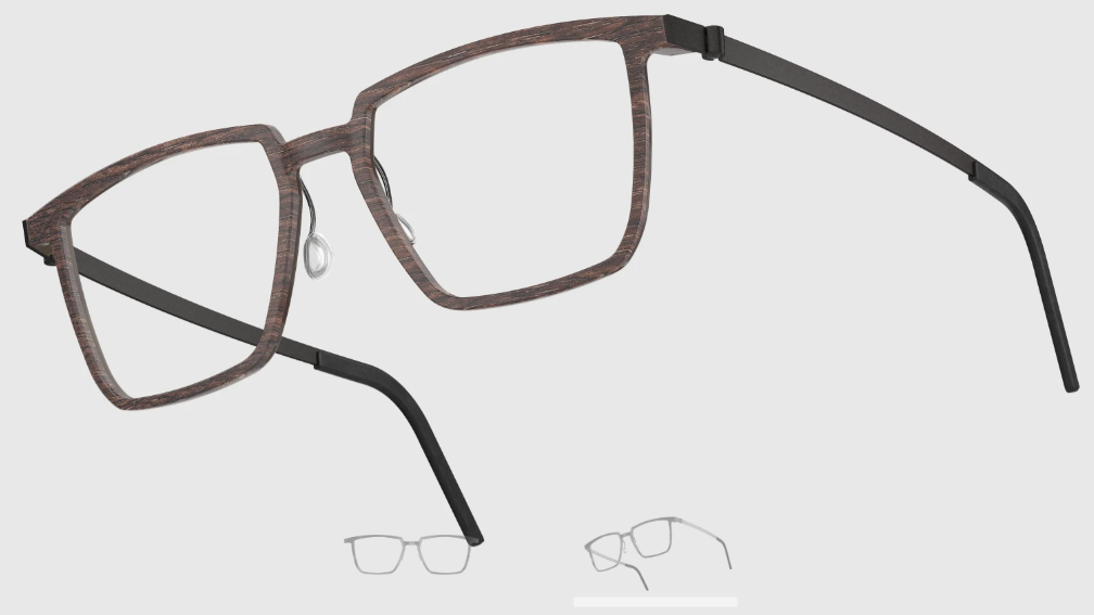 Lindberg Wood and Buffalo Titanium Rectangular Eyeglasses