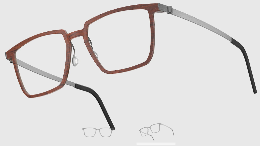 Lindberg Wood and Buffalo Titanium Rectangular Eyeglasses