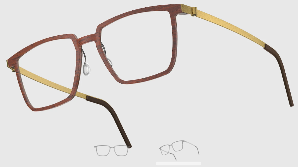 Lindberg Wood and Buffalo Titanium Rectangular Eyeglasses