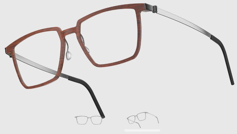 Lindberg Wood and Buffalo Titanium Rectangular Eyeglasses