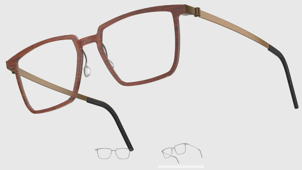 Lindberg Wood and Buffalo Titanium Rectangular Eyeglasses