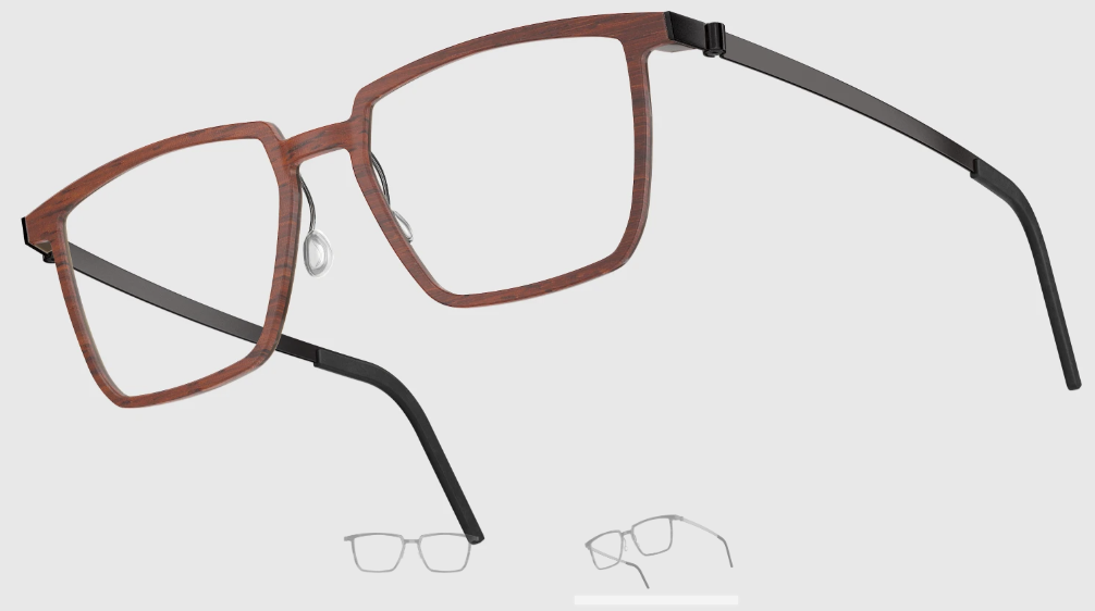 Lindberg Wood and Buffalo Titanium Rectangular Eyeglasses