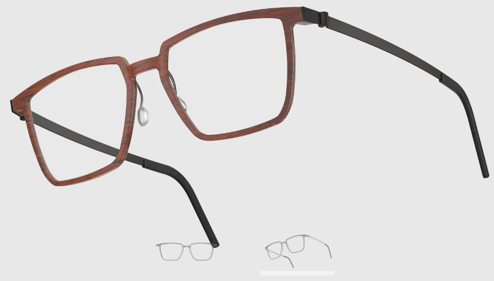 Lindberg Wood and Buffalo Titanium Rectangular Eyeglasses