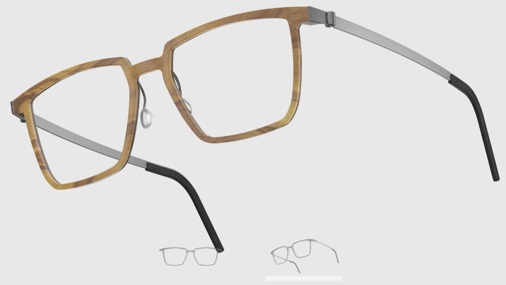 Lindberg Wood and Buffalo Titanium Rectangular Eyeglasses