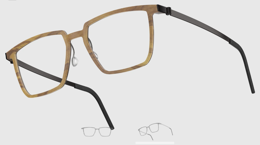 Lindberg Wood and Buffalo Titanium Rectangular Eyeglasses